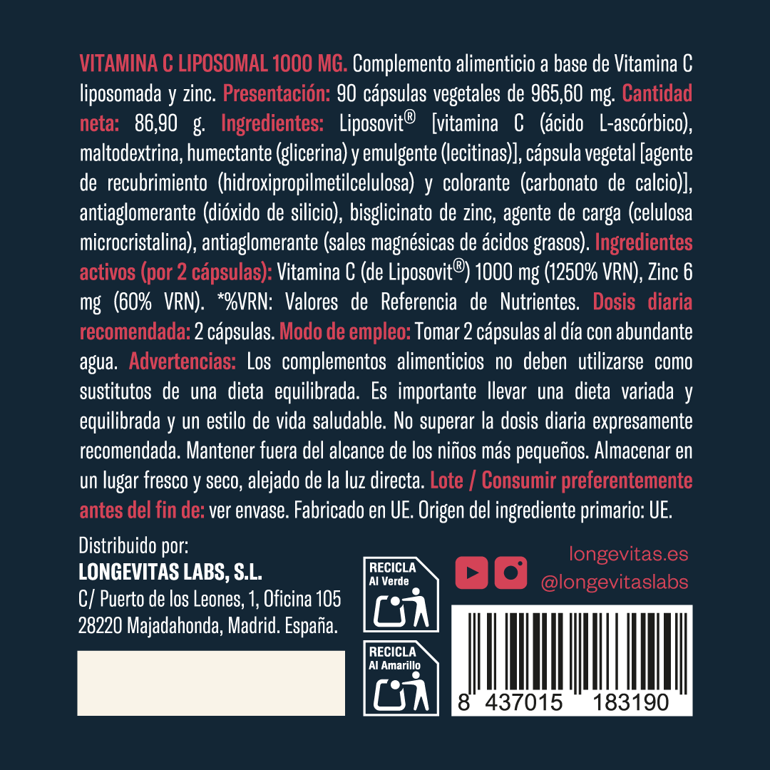 Vitamina C Liposomal + Zinc – 1000mg
